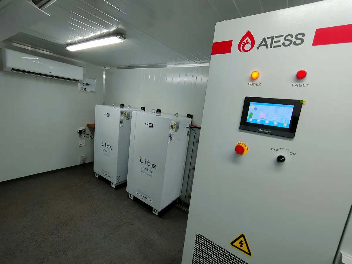An ATESS commercial battery room